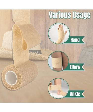 12 Pack Self Adhesive Bandage Wrap - 2x5 Yards Elastic Adhesive Bandages for Medical, Sports, Vet, Horse & Dog - Beige - Buy Online on GoSupps.com