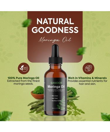 SANOOR Organic Moringa Oil 100% Pure (57.3g) | Organic Oil for Skin and Hair Organic Cold Pressed Moringa Oil for Face Scalp Nourishing and - Buy Online on GoSupps.com
