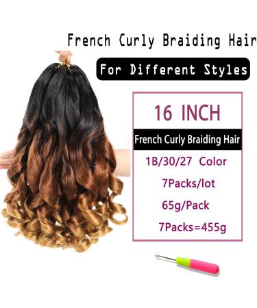 7 Pack Pre Stretched French Curly Braiding Hair 16 Inch for Black Women | Bouncy Loose Wavy Crochet Box Braids in 1B/30/27 - Buy Online on GoSupps.com