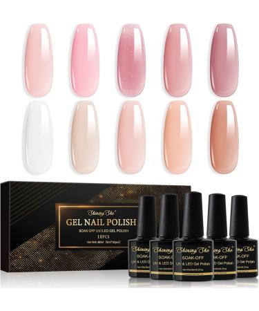 Shining She Jelly Gel Nail Polish Kit - 10 Color UV/LED Soak-Off Gel Set for Salon and Home Nail Art - 8ML - Buy Online on GoSupps.com