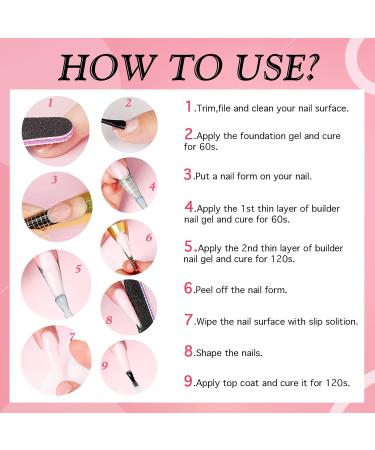 Rechoo Builder Gel for Nails - 15ml Brick Red Nail Extension Set 50pcs Nail Forms & 5 in 1 Gel for French Nail Art & Design - Buy Online on GoSupps.com