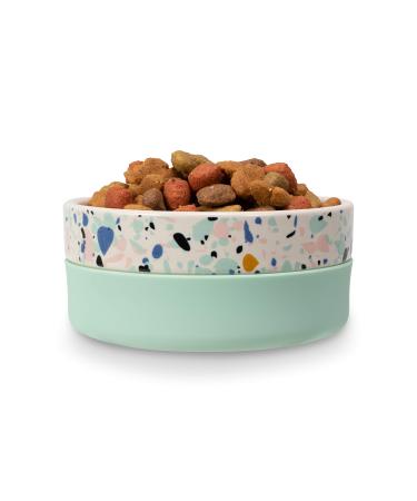 Jonathan Adler: Now House Mint "Terrazzo" Bowl, Small or Medium - Now House for Pets Ceramic Dog Bowl - Ceramic Dog Food Bowl, Dog Accessories, Pet Supplies, Dog Water Bowl, Puppy Bowls, Cat Bowl Small Duo Bowl - 1 Count