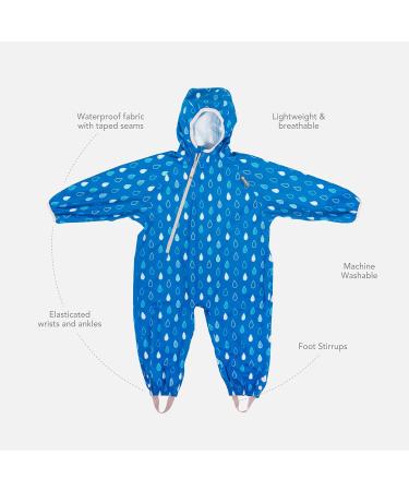 LittleLife Kids Waterproof All-In-One Rain Suit 18-24 Months - Blue Raindrops | For Walking & Baby Carrier Use - Buy Online on GoSupps.com