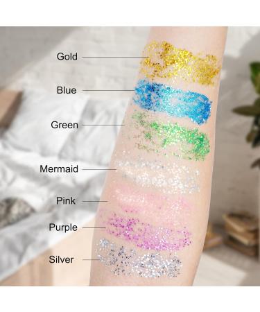 Buy Body Glitter Stick - 7 Colors Holographic Mermaid Sequins for Concerts & Festivals | Chunky Face Glitter Makeup - Ideal for Face Body Hair Eyes & Lips (02 Pink - Buy Online on GoSupps.com