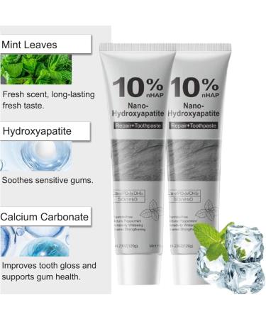 2Pcs Hydroxyapatite Toothpaste 2026 New Upgraded Formula 10% Nano-Hydroxyapatite Toothpaste for Enamel Protection Fluoride-Free Toothpastes with Gentle on Sensitive Teeth(120G) - Buy Online on GoSupps.com