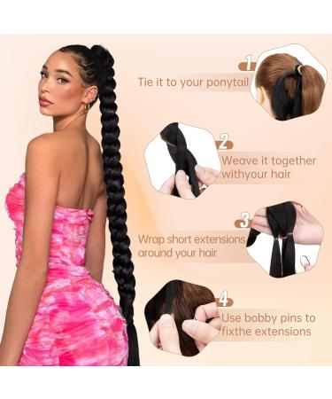 MY-LADY 32 Dark Brown Braided Ponytail Extension | Synthetic Hair Wrap Around Braid for Women - Buy Online on GoSupps.com
