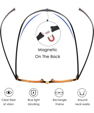 JM 2 Pack Magnetic Reading Glasses for Men & Women | Blue Light Blocking Neck Hang Readers | Stylish Tortoise & Black 2.0x - Buy Online on GoSupps.com