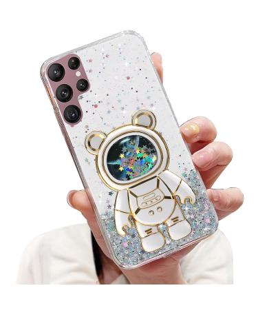 Tivenfezk Nadoli for Samsung Galaxy S23 Ultra Treisand B r Astronaut Hidden Stand Shell cartoon glitter astronaut stand soft silicone bling mobile phone case transparent protective cover samsung galaxy s23 ultra clear