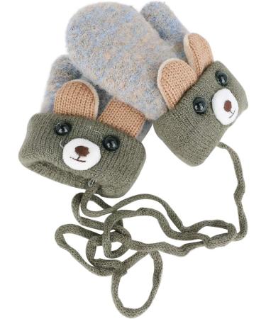 Buy Cute Cartoon Winter Mittens for Kids | Warm Knitted Gloves for 1-5 Years Old - Gray - International Shipping - Buy Online on GoSupps.com