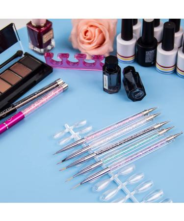 ANGENIL 5 Pcs Double Ended Nail Art Liner Brushes Set - Manicure Care Tool for Acrylic UV Gel, 3D Glitter, Dotting, and Painting - DIY Nail Designs - Buy Online on GoSupps.com