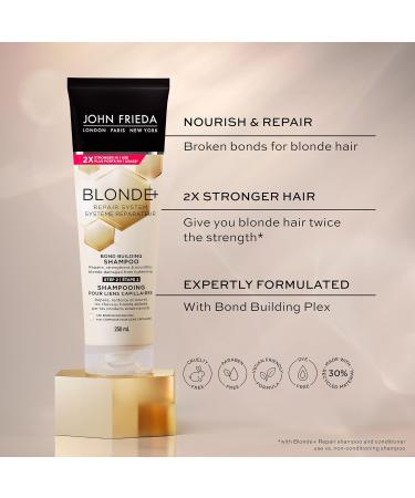John Frieda Blonde+ Repair System Bond Building Shampoo| STEP 2 | Repairs Strengthens and Nourishes Blonde Damaged from Lightening 250mL - Buy Online on GoSupps.com