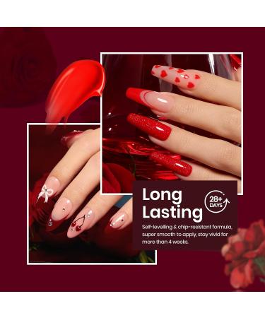 Beetles Red Gel Nail Polish Set - 6 Colors Shimmer Red & Burgundy | Top Coat Included | DIY Nail Art Home Kits | Perfect Gifts for Mom - Buy Online on GoSupps.com