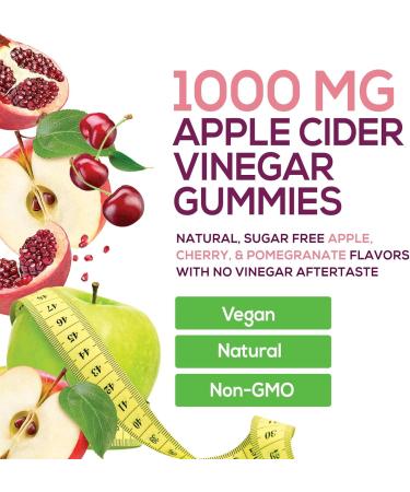 Apple Cider Vinegar Gummies 1000mg - Sugar Free ACV Gummy Vitamins Supplement with Vitamin B12 for Energy - Keto Friendly Digestion Detox Cleanse Support Gelatin-Free Vegan Non-GMO - 120 Gummies 120 Count (Pack of 1) - Buy Online on GoSupps.com