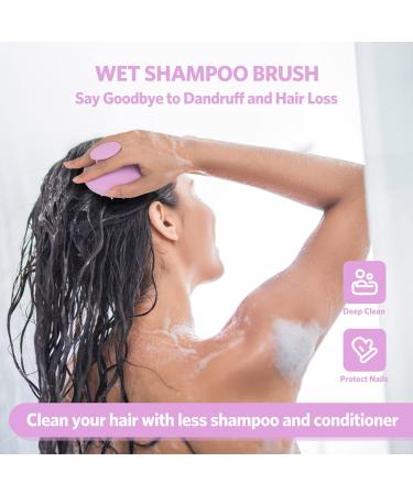 ZMCLG Scalp Massage Brush | Wet & Dry Silicone Shampoo Brush for Dandruff Reduction & Hair Growth | Light Violet Scalp Massager - Buy Online on GoSupps.com