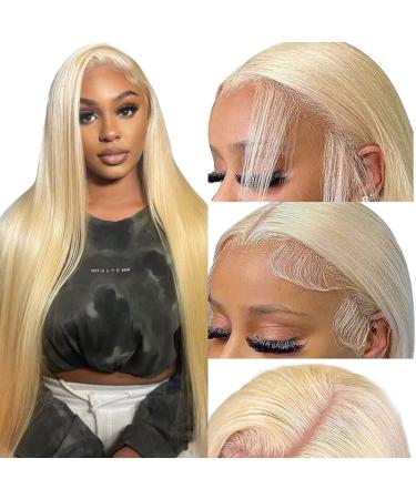 613 Lace Front Wig Human Hair 13x4 Blonde Lace Front Wigs 613 HD Lace Frontal Wig for Black Women 180% Density 12A Brazilian Straight Human Hair Wig Glueless Wigs Pre Plucked with Baby Hair 18Inch 18 Inch 613 13x4 Lace F...
