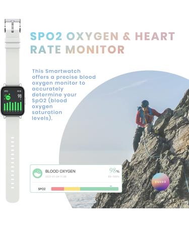 yussa Smart Watch | Latest Generation 2022 | Blood Pressure Monitor | Blood Oxygen SpO2 | Heart Rate | Sleep Monitor | IP67 Waterproof | Fitness Tracker | for Women and Men white - Buy Online on GoSupps.com