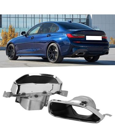 304 Stainless Steel Exhaust Tips | Tailpipe Cover Replacement for 3 Series G20 G21 M Sport M340 (2019-2021) - Silver Plating - Buy Online on GoSupps.com