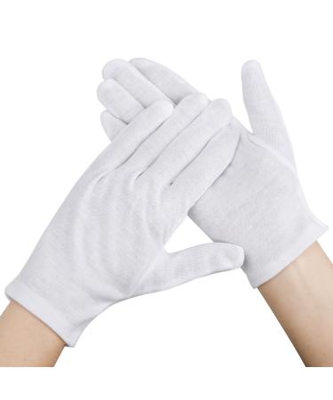 Segbewy cotton gloves 6 pairs white fabric gloves moisturizing gloves gloves women thin washable care shoes for neurodermatitis cream (L)