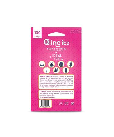 CLING IT2 Double Sided Tape for Clothes - 100 Strips, Hypoallergenic Fabric Tape, Transparent & Medical Grade - Buy Online on GoSupps.com