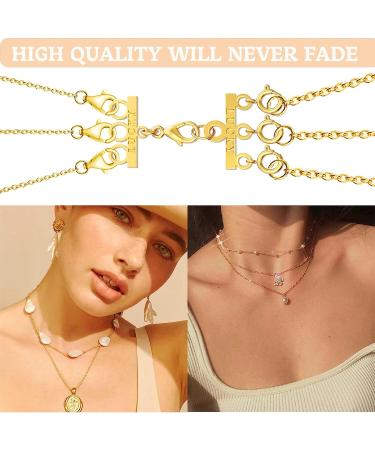 Dailyacc Lucky Necklace Layering Clasp - 18K Gold & Silver Multi Strand with Lobster Clasps - 3 Strand Gold Accent - Buy Online on GoSupps.com