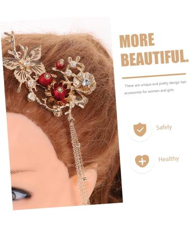 FRCOLOR 1 Pair Chinese Hair Clips with Tassel Apanese Flower Hair Clip Bridal Hair Comb Flower Tassel Hair Clip Chinese Hair Clips for Women Metal Hair Clips for Women Geisha Hanfu Woman - Buy Online on GoSupps.com