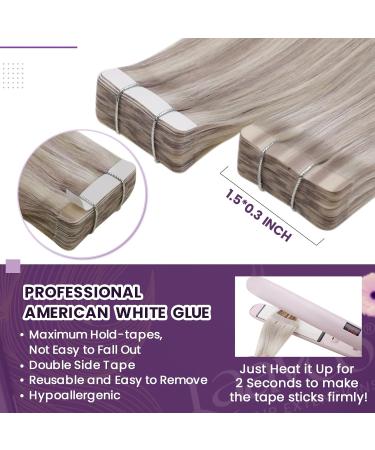 Buy Laavoo Invisible Tape Extensions - Real Remy Human Hair #18/613 - 50g 20cm 40cm - Blonde & Ash Blonde Highlights - 20PCs - Buy Online on GoSupps.com