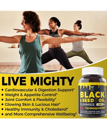 Organic Black Seed Oil Gummies - 1000mg High Potency Antioxidant - Skin, Hair & Immune Support - No Aftertaste - 2 Pack/120 Count - Buy Online on GoSupps.com
