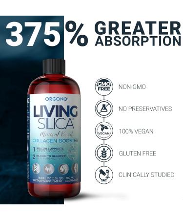 Orgono Living Silica Collagen Booster | Vegan Mineral-Based Silica Supplement | Supports Healthy Collagen & Elastin Production for Joint & Bone Support Glowing Skin Strong Hair & Nails | 16.9 Fl Oz 16.9 Fl Oz (Pack of 1) - Buy Online on GoSupps.com