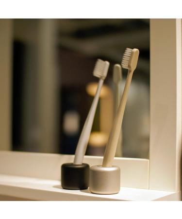 Set of 2 Mudai Aluminium Toothbrush Holder Stands - Satin Silver Finish - Buy Online on GoSupps.com