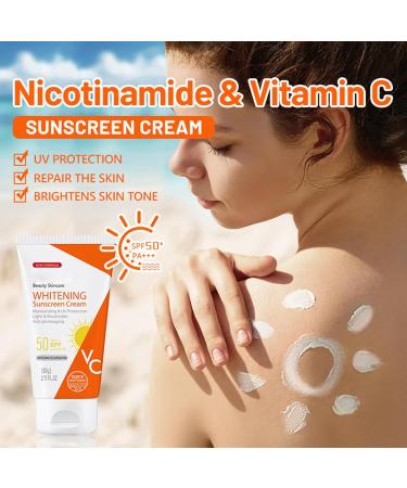 Face Sunscreen SPF 50+ Face Moisturiser Sunscreen - Nicotinamide & Vitamin C to UV Protection Anti- Photoaging - Fresh Waterproof Moisturizing Sun Cream with Aloe Vera - Light Breathable Non-Greasy - Buy Online on GoSupps.com