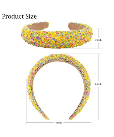 2 Pack Non Slip Rhinestone Fashion Headbands for Women - Sparkly Wide Headbands for Wedding Party - Cute Hair Hoops Hair Accessories in Yellow Green - Buy Online on GoSupps.com