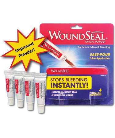 WoundSeal Powder 4 Pack - Stop Bleeding Fast for Cuts, Scrapes, Abrasions - No Stitches Needed - Buy Online on GoSupps.com