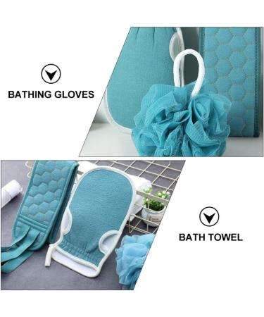 Buy Beaupretty 3-Piece Bath Towel Set | Exfoliating Gloves & Sponges | Cloud Velvet Bath Ball - Ideal for Luxurious Showers | Lake Blue | International Shipping Available - Buy Online on GoSupps.com