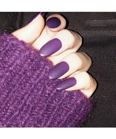 Buy Sethain Matt Oval False Nails Tips - Purple Medium Complete Cover (24 Pcs) | Press-On Fingernails for Women & Girls - International Shipping Available - Buy Online on GoSupps.com