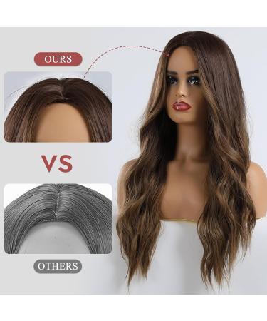 Buy Haircube 24 Inch Brown Long Curly Wig - Natural Look Synthetic Wig for Women - Middle Parting Style - Buy Online on GoSupps.com
