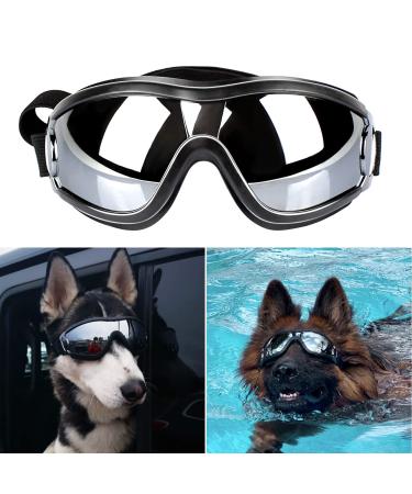 PEDOMUS Dog Sunglasses Dog Goggles Adjustable Strap for Travel Skiing and Anti-Fog Dog Snow Goggles Pet Goggles for Medium to Large Dog Black