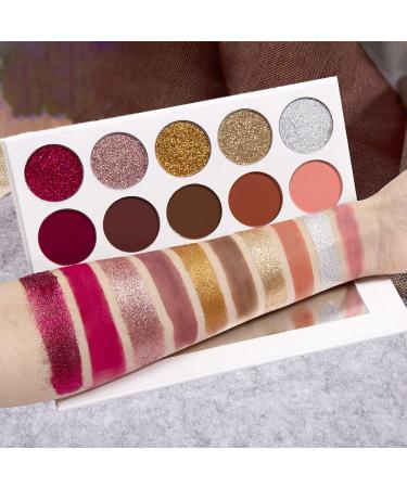 Waterproof Eyeshadow Palette - 10 Highly Pigmented Colors & Pressed Glitters | Long-Lasting Shimmery Matte Shades for Stunning Eyes - Buy Online on GoSupps.com