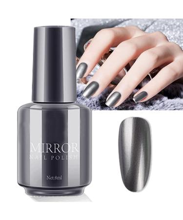 Holographic Nail Mirror Polish Black Platinum Glitter Nail Polish Shiny Style Nail Polish Sparkle Glitter Nail Polish for DIY or Professional Nail Art Manicure