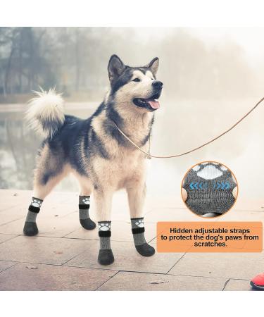 BEAUTYZOO Anti Slip Dog Socks Boots | Waterproof Grip Bottom | Paw Protector for Hardwood Floors | Adjustable Straps | Grey, Large - Buy Online on GoSupps.com