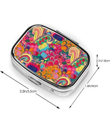 60s 70s Hippie Flowers Peace Love Pill Box - 2 Compartment Metal Storage for Vitamins & Medicine - Portable Mini Organizer for Pocket & Purse - Buy Online on GoSupps.com
