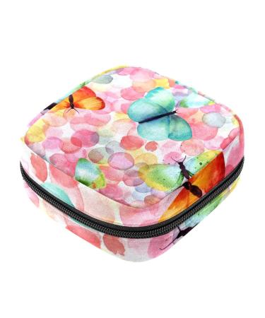 Women bands storage bag menstrual cup pocket girl travel big capacity make-up women bandage organizer watercolor butterflies