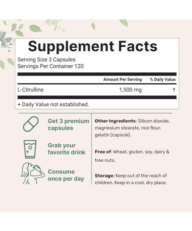 Micro Ingredients L Citrulline Capsules  1500mg Per Serving  360 Counts  Citrulline Pre-Workout Supplement  Non-GMO 360 Count (Pack of 1) - Buy Online on GoSupps.com