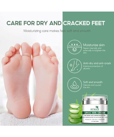 Urea 40% Foot Cream - Cracked Heel Repair Cream - Foot Cream for Cracked Heels and Dry Skin - Urea Cream for Feet with Tea Tree Oil Aloe Vera and Chamomile for Deep Moisturizing - Buy Online on GoSupps.com
