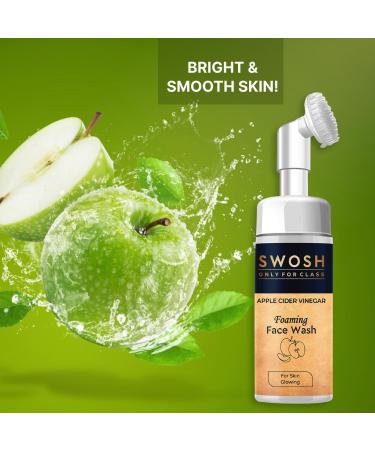 SWOSH Apple Cider Vinegar Foaming Face Wash for Acne-Prone Skin | Paraben-Free Sulfate-Free Built-in Brush | 100 ml - Shop Internationally - Buy Online on GoSupps.com