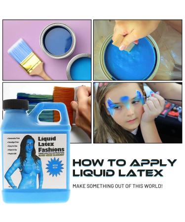 Ammonia-Free Liquid Latex Face Paint - Neon Blue 8 oz - Ideal for Kids and Adults for Artwork, Parties, Plays, Cosplays, and Concerts - Buy Online on GoSupps.com