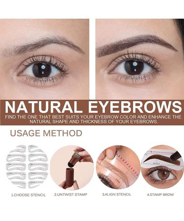 Buy Waterproof Eyebrow Stamp Kit - 10 Stencils for Perfect Light Brown Eyebrows | Long-Lasting & Easy to Use - Buy Online on GoSupps.com