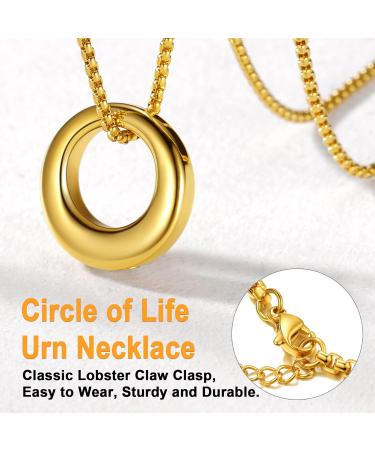 U7 Ladies Cremation Urn Necklace - Celtic Knot Dog Paws Wing & Crucifix Designs | Stainless Steel Cylinder Ash Pendant Jewelry for Men - 01 Gold - Buy Online on GoSupps.com