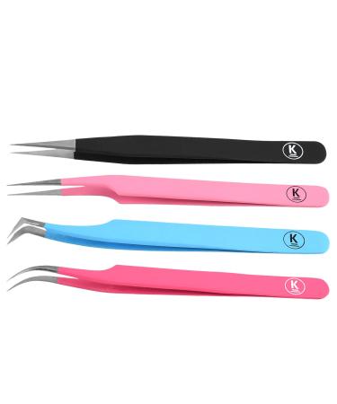 K-Pro tweezers set for eyelash extension false eyelashes & cosmetics in a case