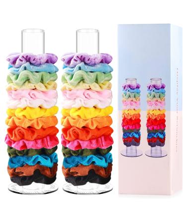 2 pieces acrylic hair tie holder stand 10 inch scrunching holder organizer skrunschi holder hair tie display scrunchie satin organizer for teenage girls women (open lid 2 piece) open cover-2 pcs