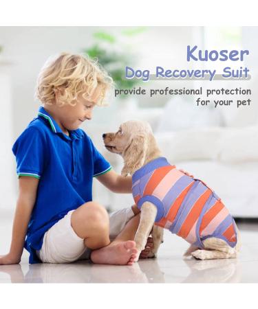 Kuoser Dog Recovery Suit - Breathable Post-Op Body for Male & Female Dogs Anti-Wound Support E-Collar Alternative in Orange & Blue - Buy Online on GoSupps.com